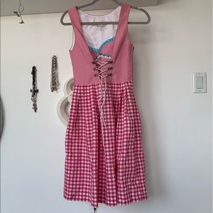 ALPENFEE Festival Gingham Embroidered Corset Dress